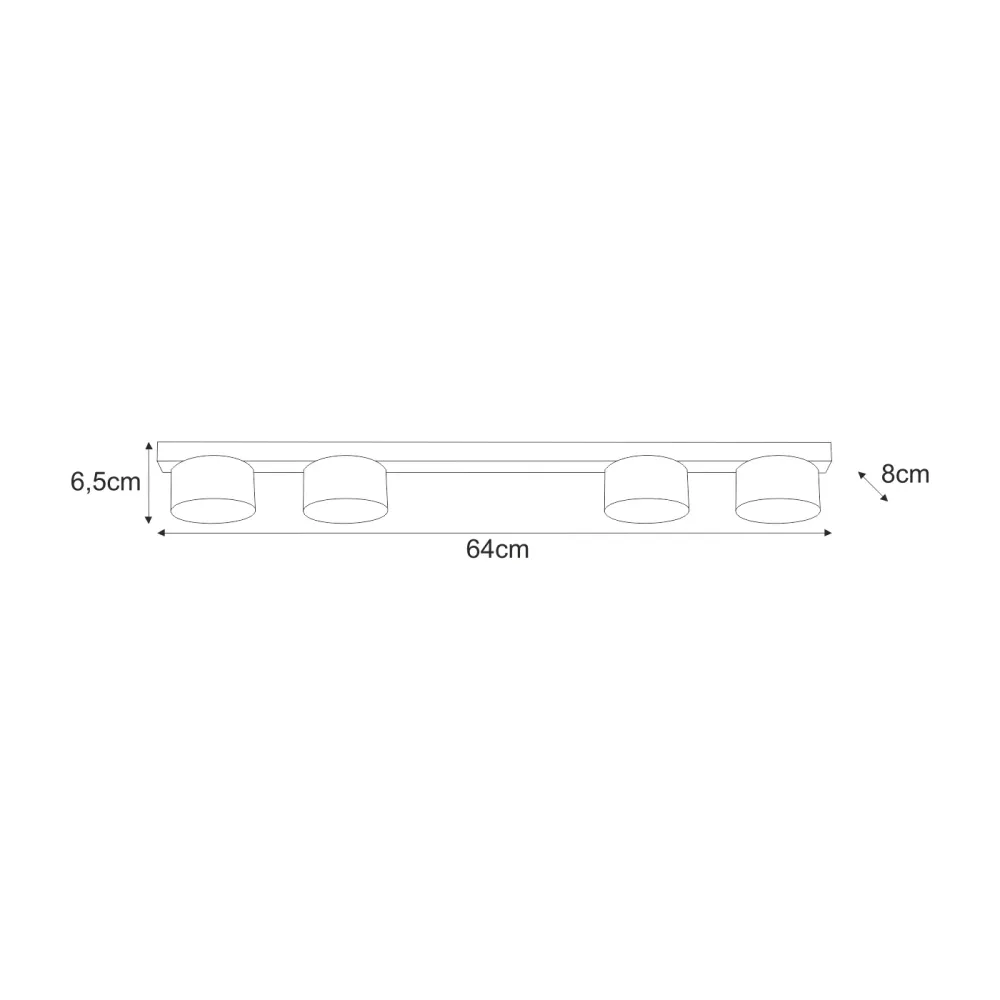 Plafonnier monorail Kaja Cruz 4L GX53 H 64,0 cm