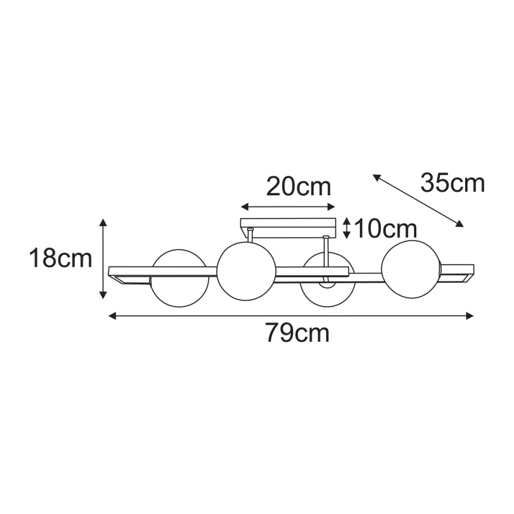 Plafonnier monorail Kaja Parma 4L G9 H 18,0 cm