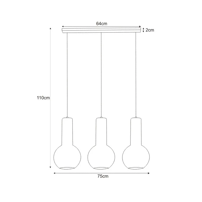 Suspension linéaire Kaja Arvi Black 3L, douille E27, hauteur 110 cm