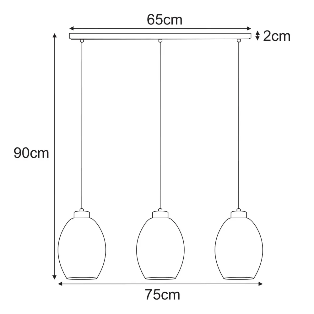 Suspension linéaire Kaja Balbo 3L, douille E27, hauteur 90 cm