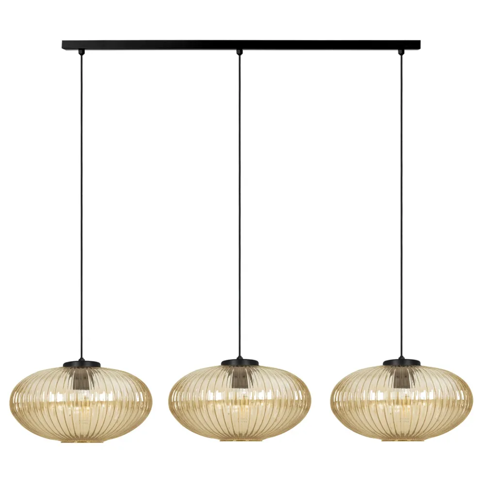Suspension linéaire Kaja Drop 3L, douille E27, hauteur 90 cm