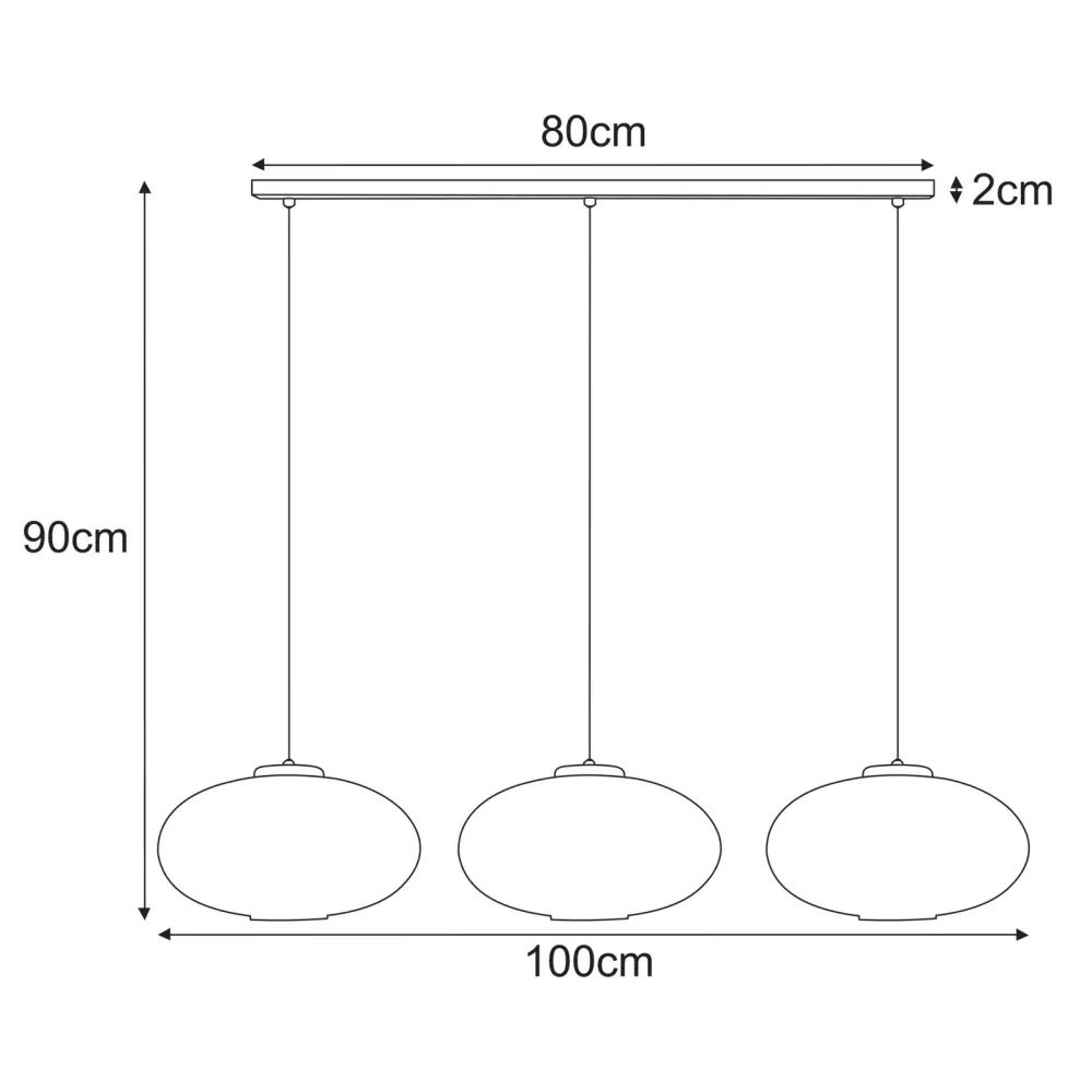 Suspension linéaire Kaja Drop 3L, douille E27, hauteur 90 cm