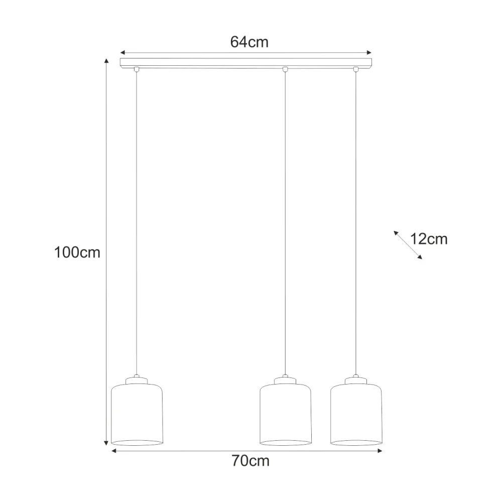 Suspension linéaire Kaja Miri 3L, douille E27, hauteur 100 cm