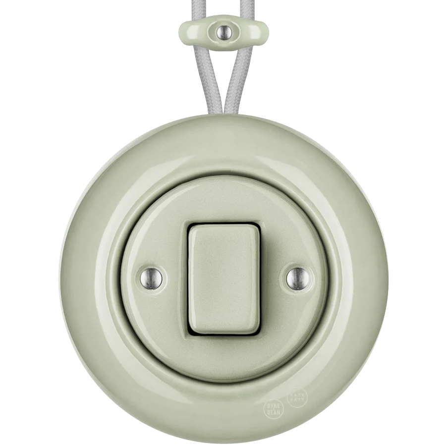 INTERRUPTEUR D'ÉCLAIRAGE MURAL EN PORCELAINE DE SURFACE GRIS VERT FAT BUTTON KATY PATY