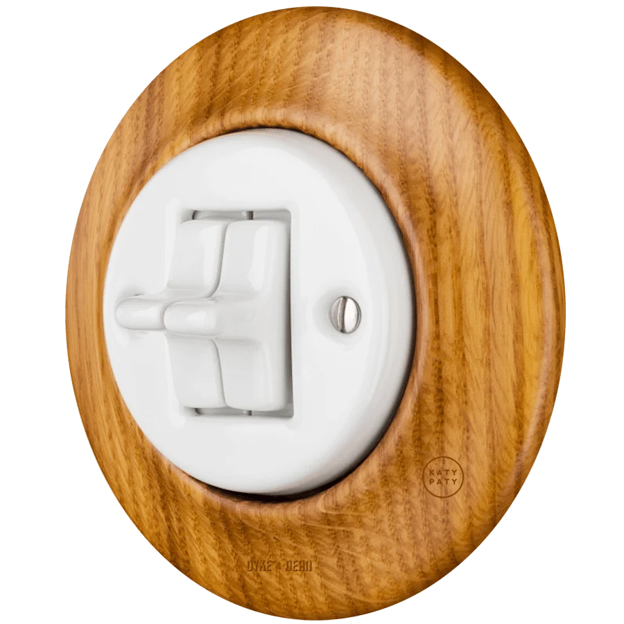 INTERRUPTEUR MURAL PORCELAINE BOIS ROBUS 2 TOGGLE KATY PATY