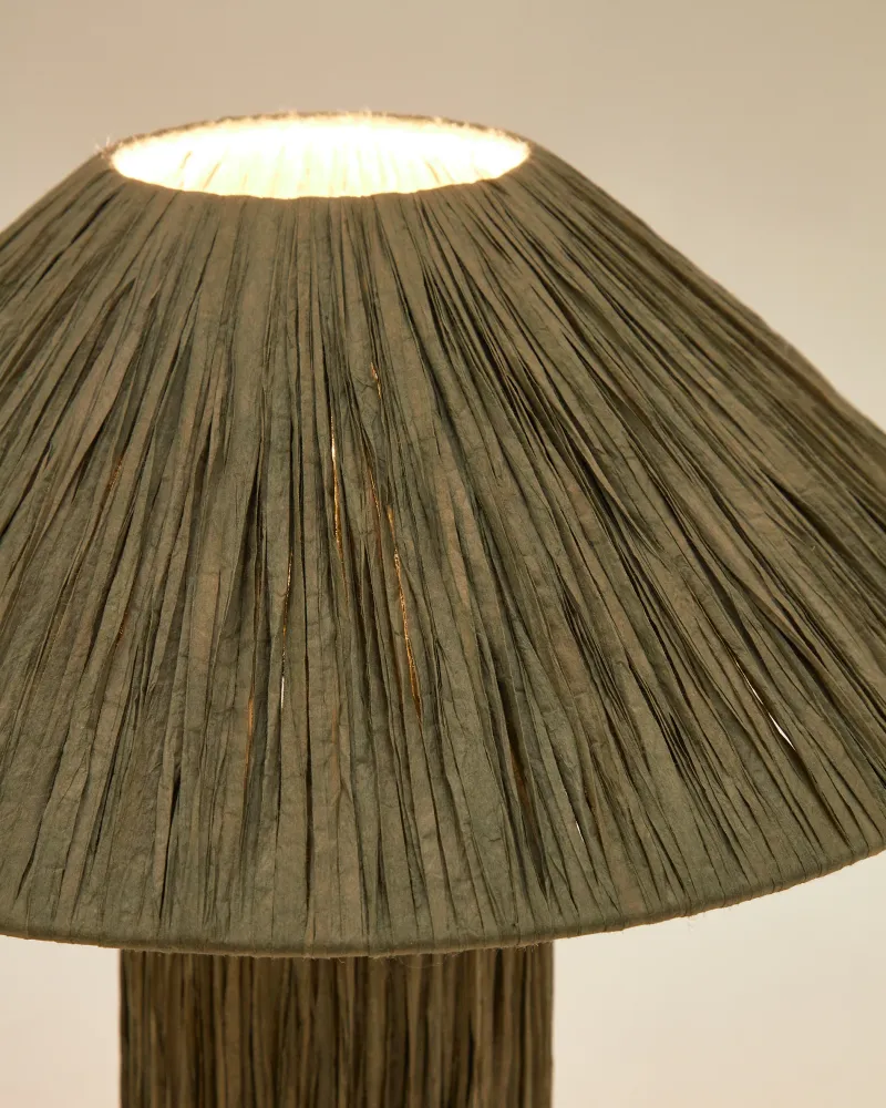 Lampe de table Samse en raphia vert Kave Home Mauritius Mu