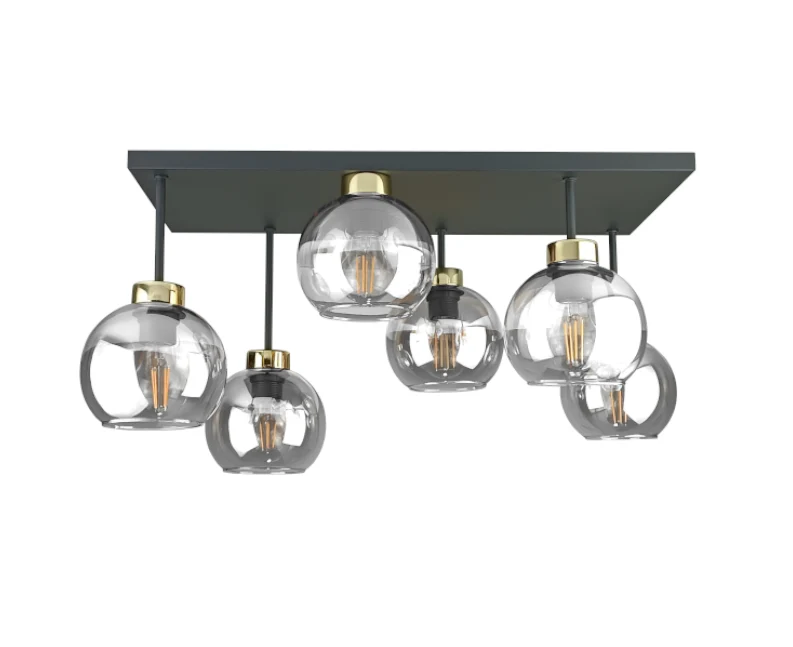 Plafonnier Keter Lighting Nessa 6L E27 H 35,0 cm Black