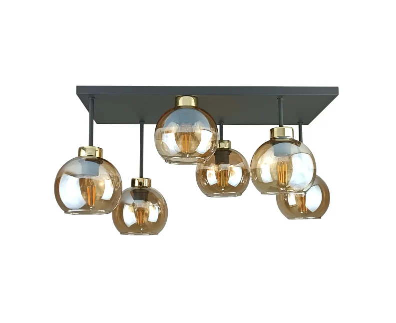 Plafonnier Keter Lighting Nessa 6L E27 H 35,0 cm Black