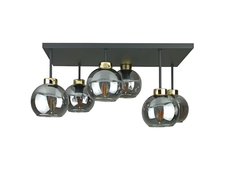 Plafonnier Keter Lighting Nessa 6L E27 H 35,0 cm Black