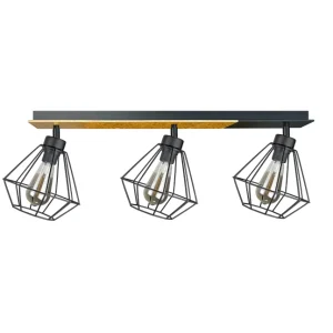 Plafonnier sur rail Keter Lighting Westa 3L, douille E27, hauteur 24 cm Black