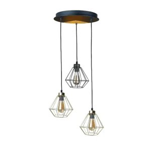 Suspension Keter Lighting Westa 3L, douille E27, hauteur 120 cm Black
