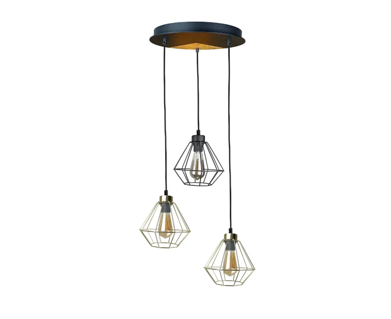 Suspension Keter Lighting Westa 3L, douille E27, hauteur 120 cm Black
