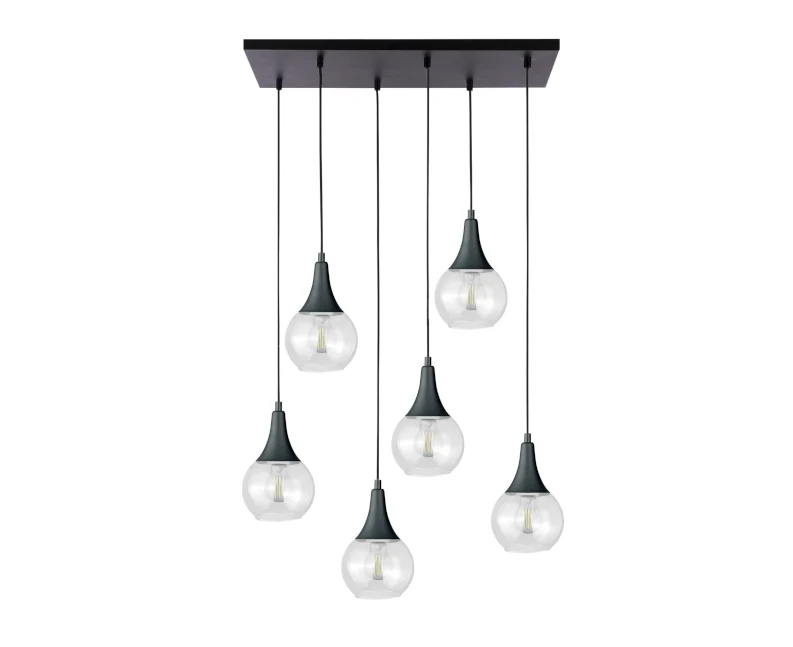Suspension linéaire Keter Lighting Lacrima 6L, douille E27, hauteur 120 cm Clear