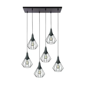 Suspension linéaire Selene 6L de Keter Lighting, douille E27, hauteur 120 cm Black