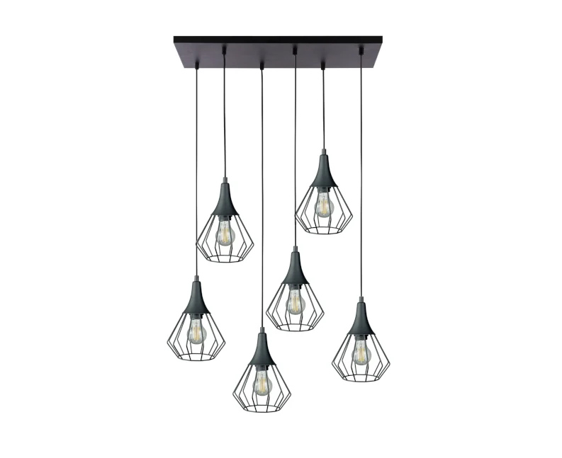 Suspension linéaire Selene 6L de Keter Lighting, douille E27, hauteur 120 cm Black