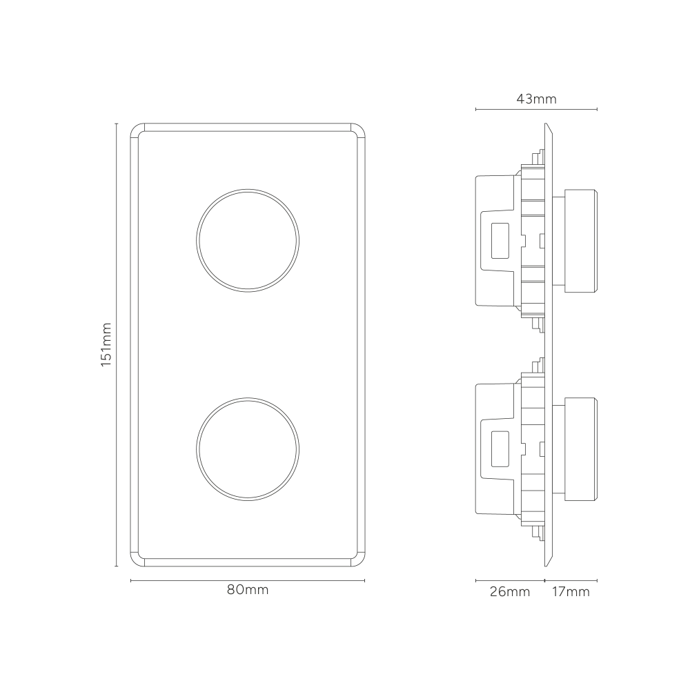 Kew Variateur Multidirectionnel Vertical x2 (Plaque Double) - Nickel Poli à Transparence Regular