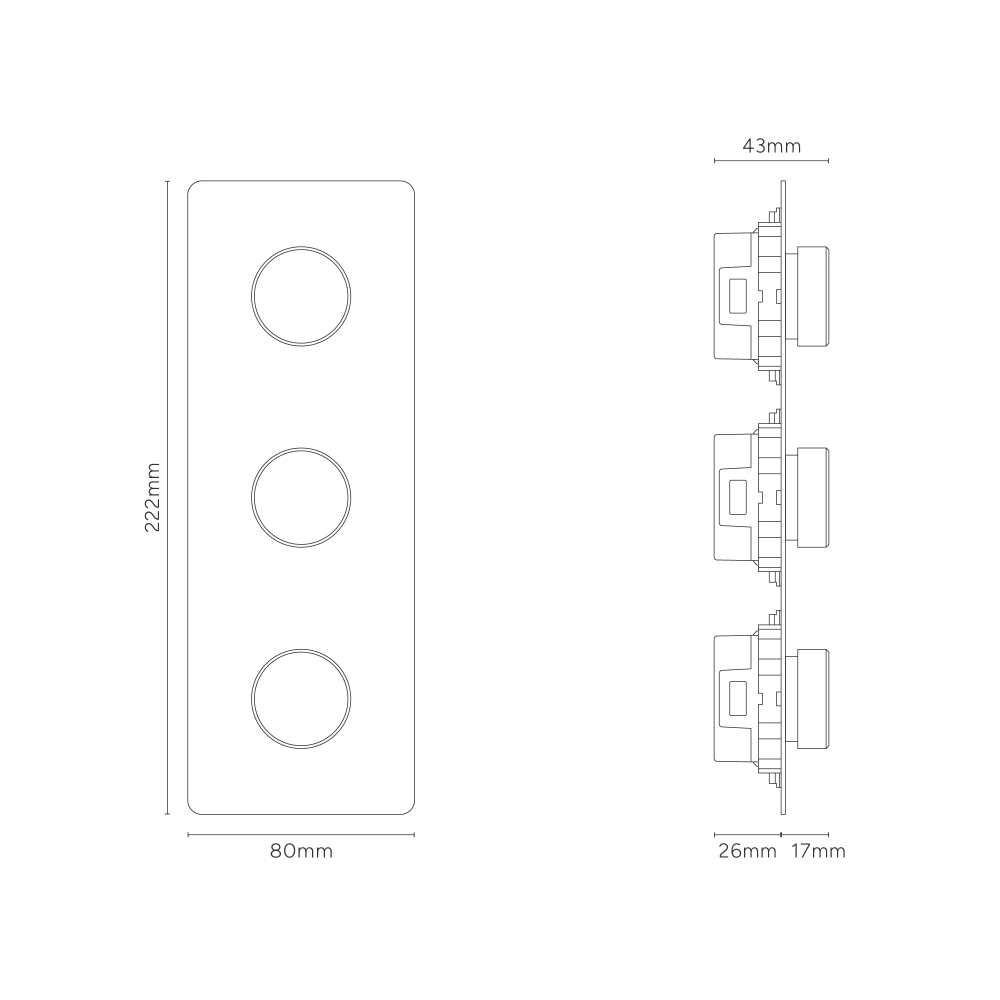 Kew Variateur Multidirectionnel Vertical x3 (Plaque Triple) - Nickel Poli Regular
