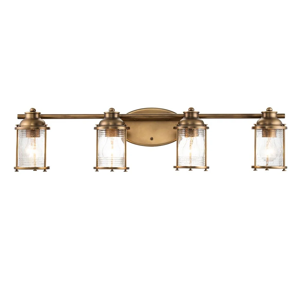 Applique murale Kichler (QN-ASHLANDBAY4-NBR-BATH) Ashland Bay, acier, verre clair bullé E27 4L
