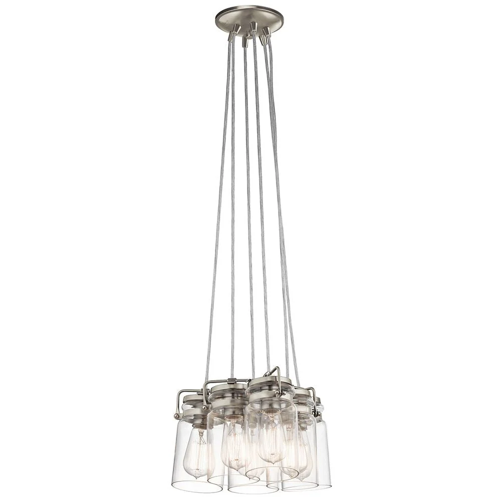 Lampe à suspension Kichler (KL-BRINLEY6-NI) Brinley acier, verre E27 6L