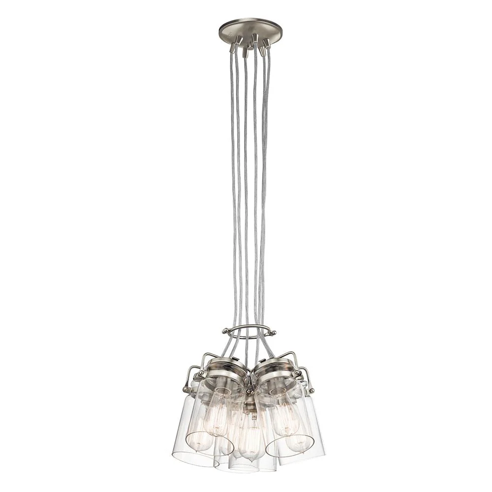 Lampe à suspension Kichler (KL-BRINLEY6-NI) Brinley acier, verre E27 6L