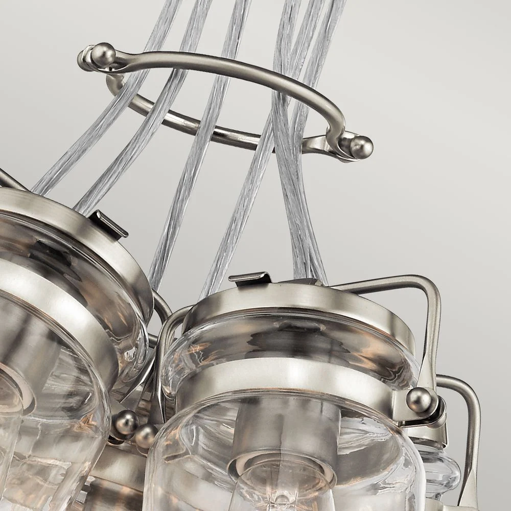Lampe à suspension Kichler (KL-BRINLEY6-NI) Brinley acier, verre E27 6L
