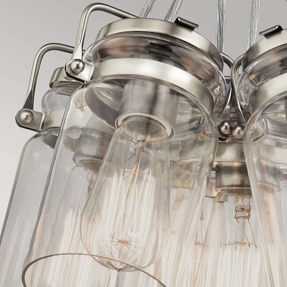 Lampe à suspension Kichler (KL-BRINLEY6-NI) Brinley acier, verre E27 6L
