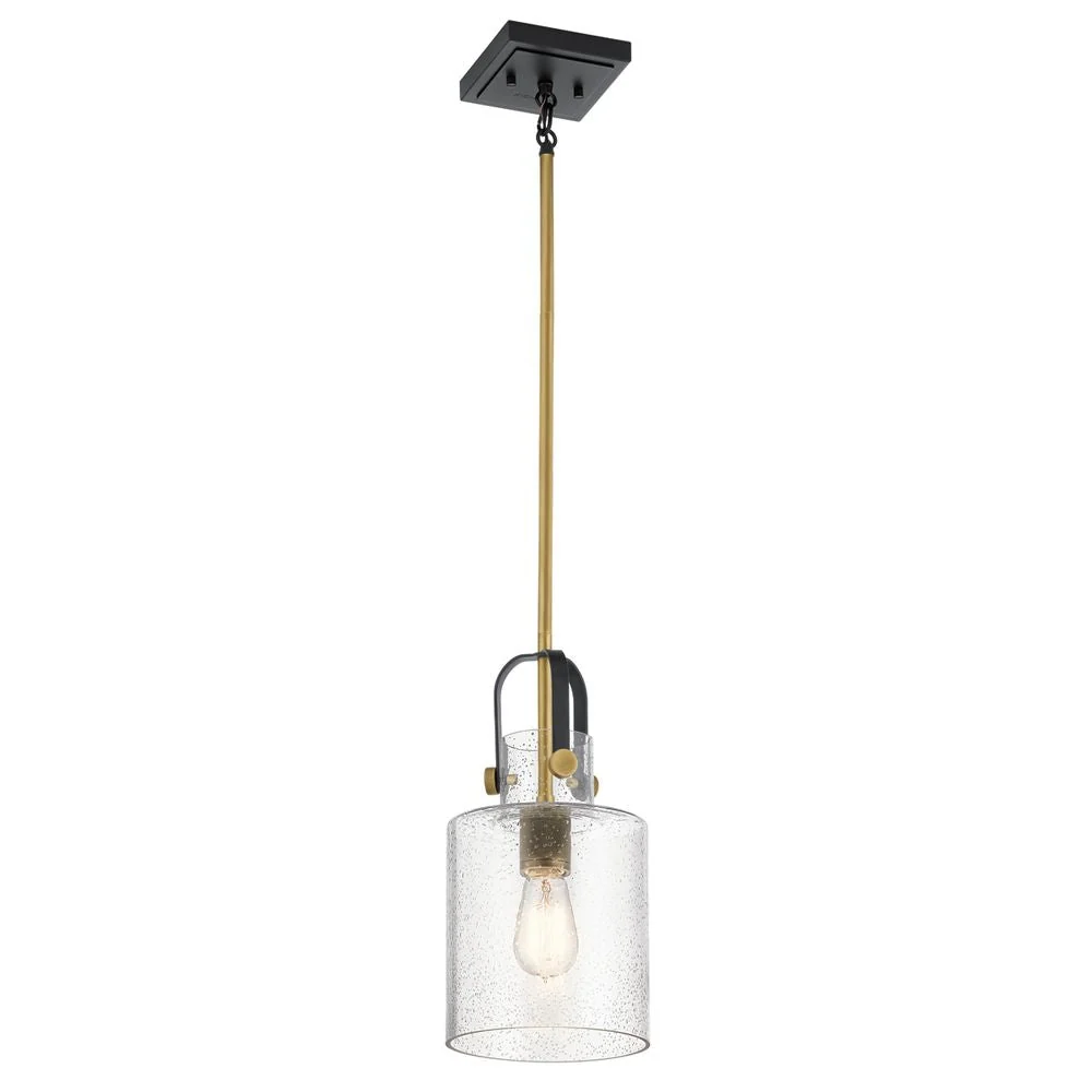 Suspension Kichler (QN-KITNER-P-NBR) en acier Kitner, verre clair bullé, culot E27
