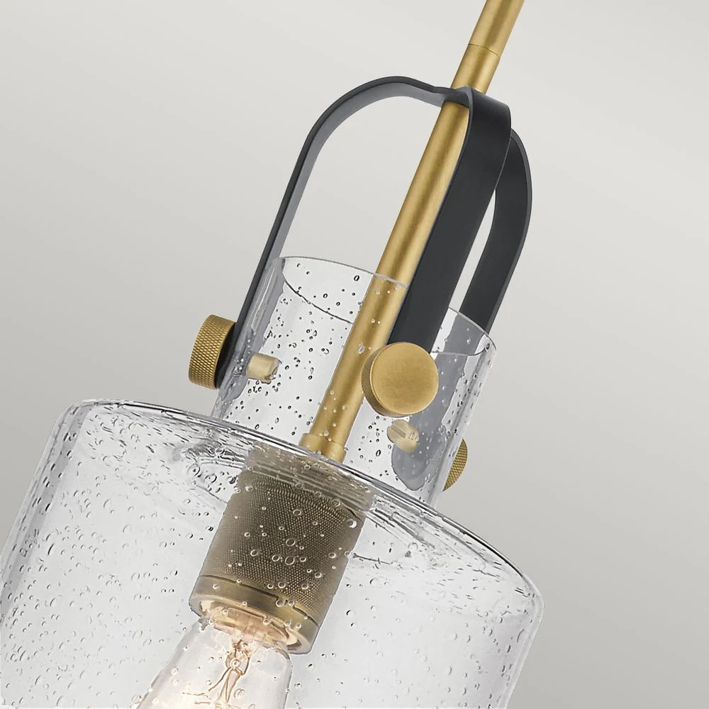Suspension Kichler (QN-KITNER-P-NBR) en acier Kitner, verre clair bullé, culot E27