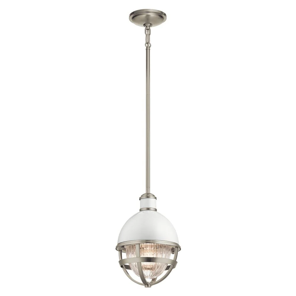 Suspension Kichler (QN-TOLLIS-MP-BN) en acier Tollis, verre clair côtelé, douille E27