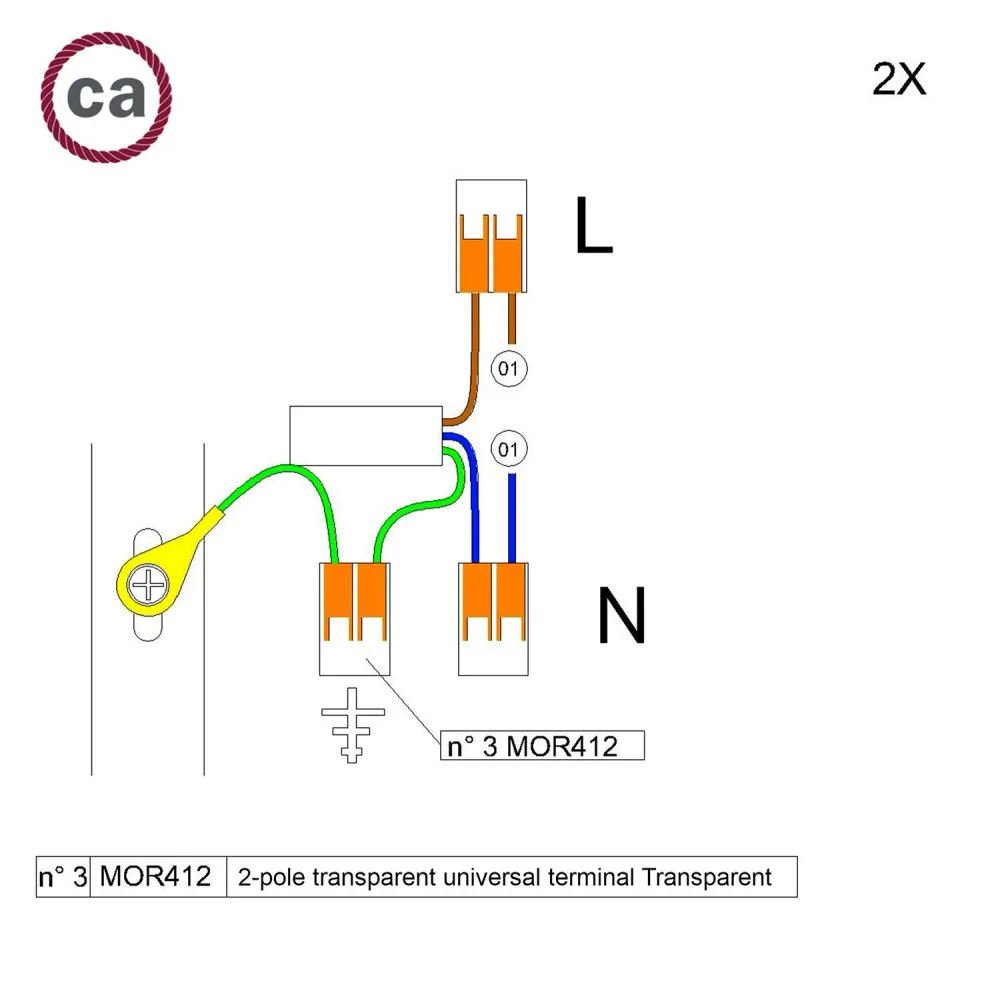 Kit de connexion WAGO compatible avec câble 2x pour pavillon à 1 trou