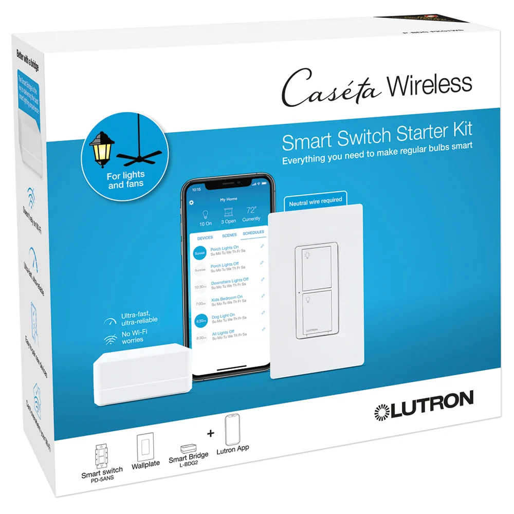 Kit d'interrupteurs intelligents encastrables Lutron Caseta, modèle P-BDG-PKG1WS-C*