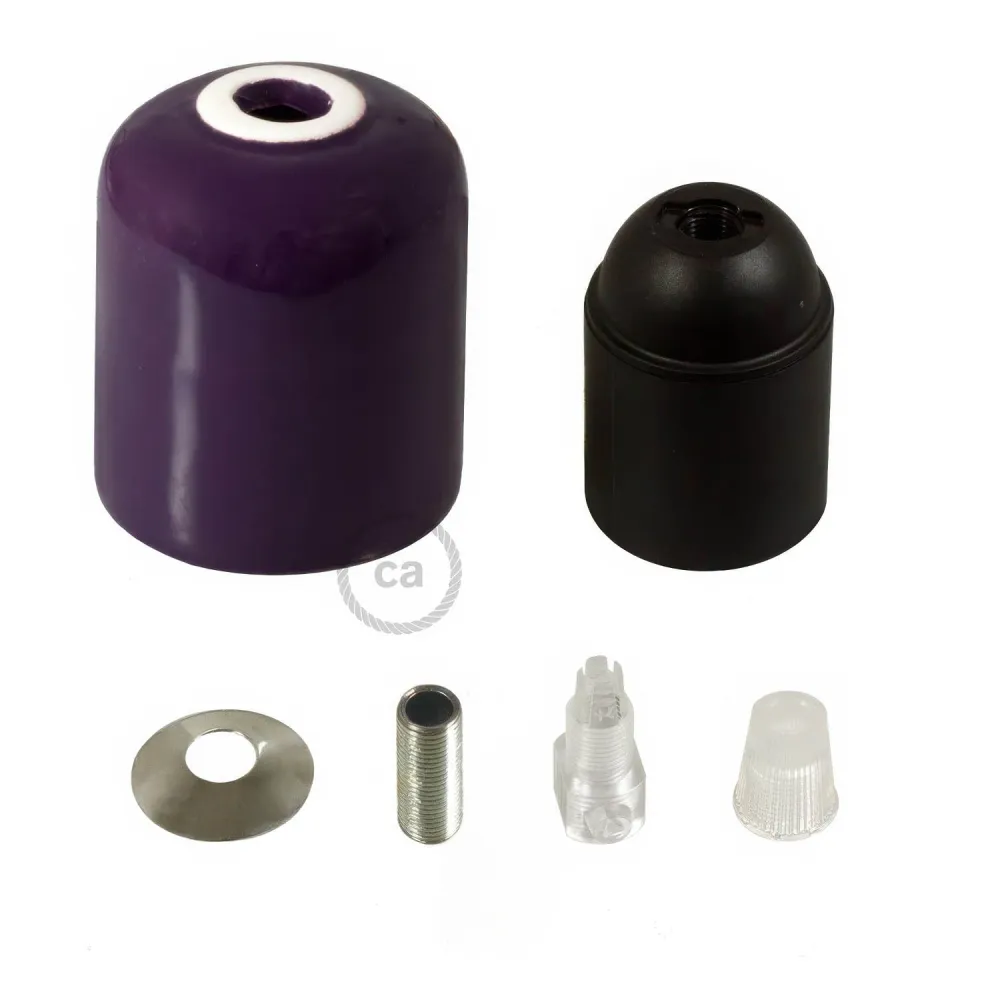 Kit douille ampoule E26 en céramique artisanale - Violet