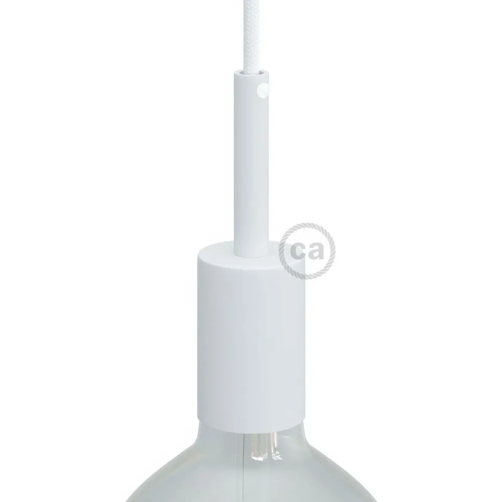 Kit douille cylindrique métal UL E26 avec presse-étoupe 7 cm - Blanc mat