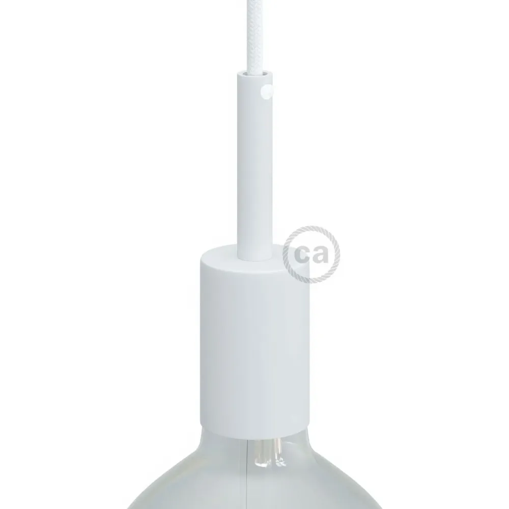 Kit douille cylindrique métal UL E26 avec presse-étoupe 7 cm - Blanc mat