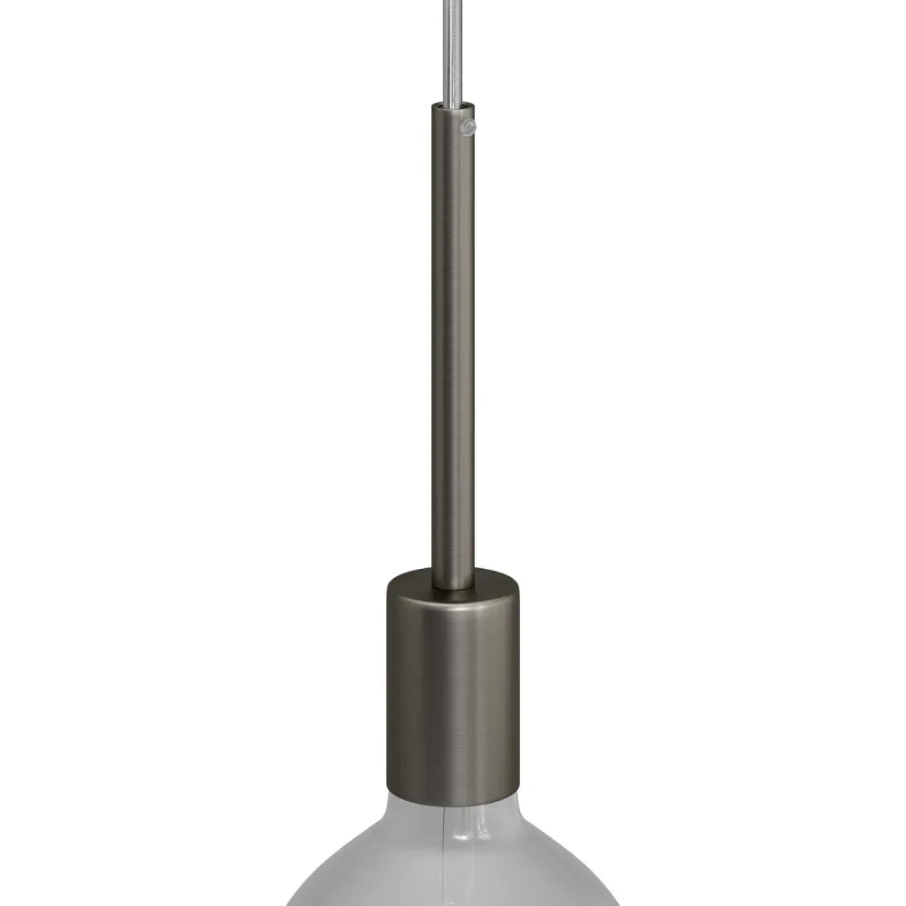 Kit douille cylindrique métal UL E26 avec serre-câble 15 cm - Titane brossé