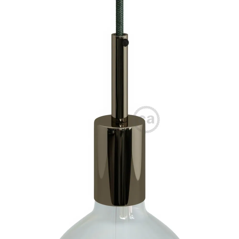 Kit douille cylindrique métal UL E26 avec presse-étoupe de 7 cm - Noir perle
