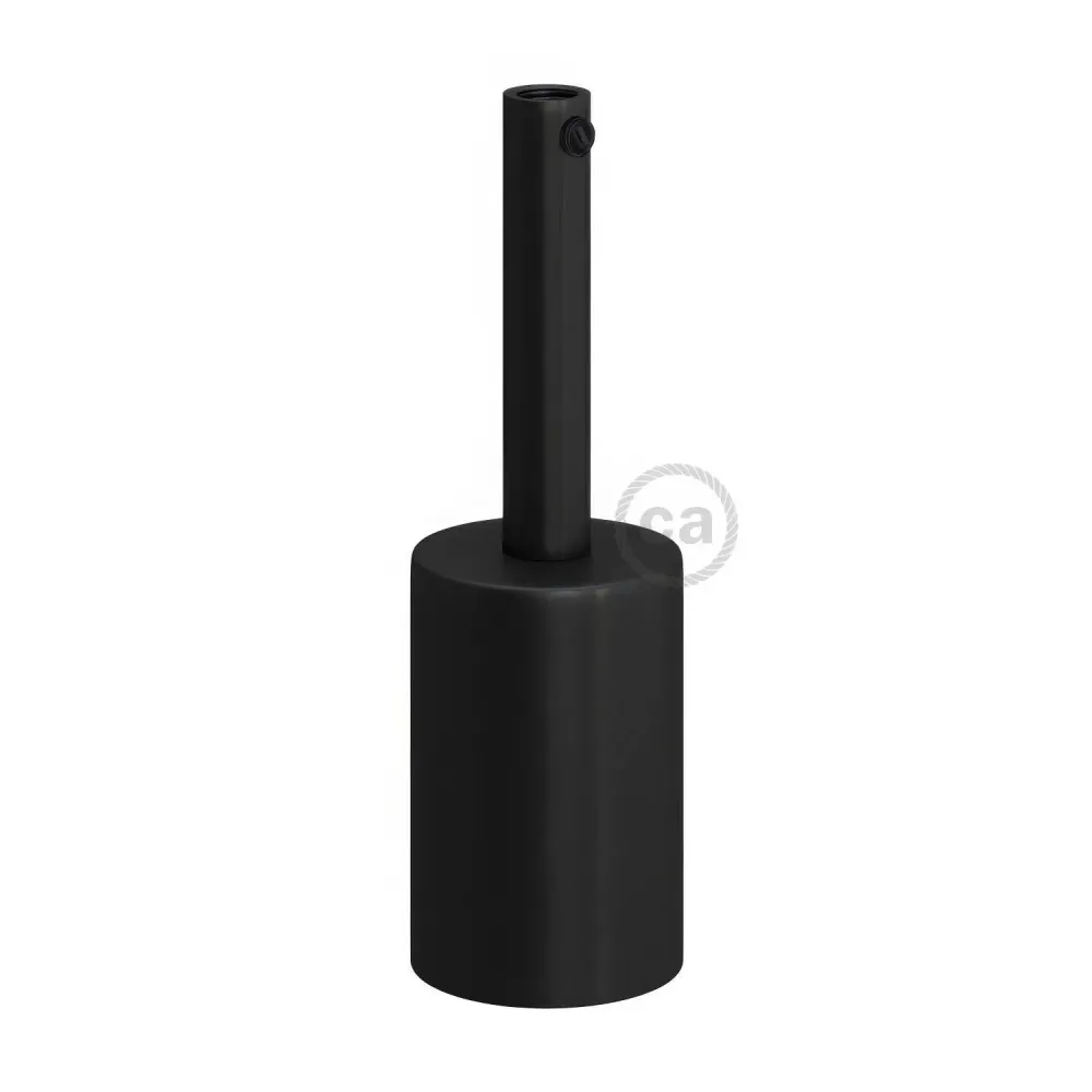 Kit douille cylindrique en métal E26 UL avec serre-câble de 7 cm - Noir