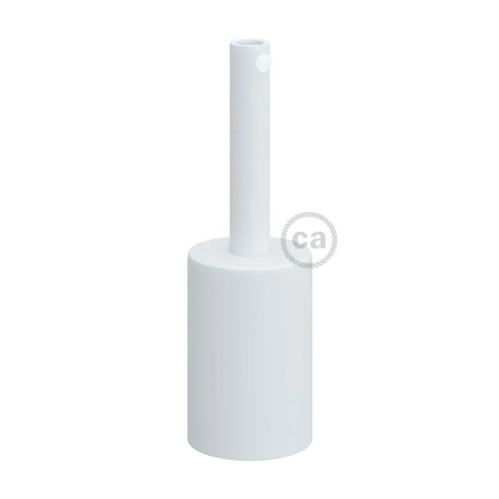 Kit douille cylindrique métal UL E26 avec presse-étoupe 7 cm - Blanc mat