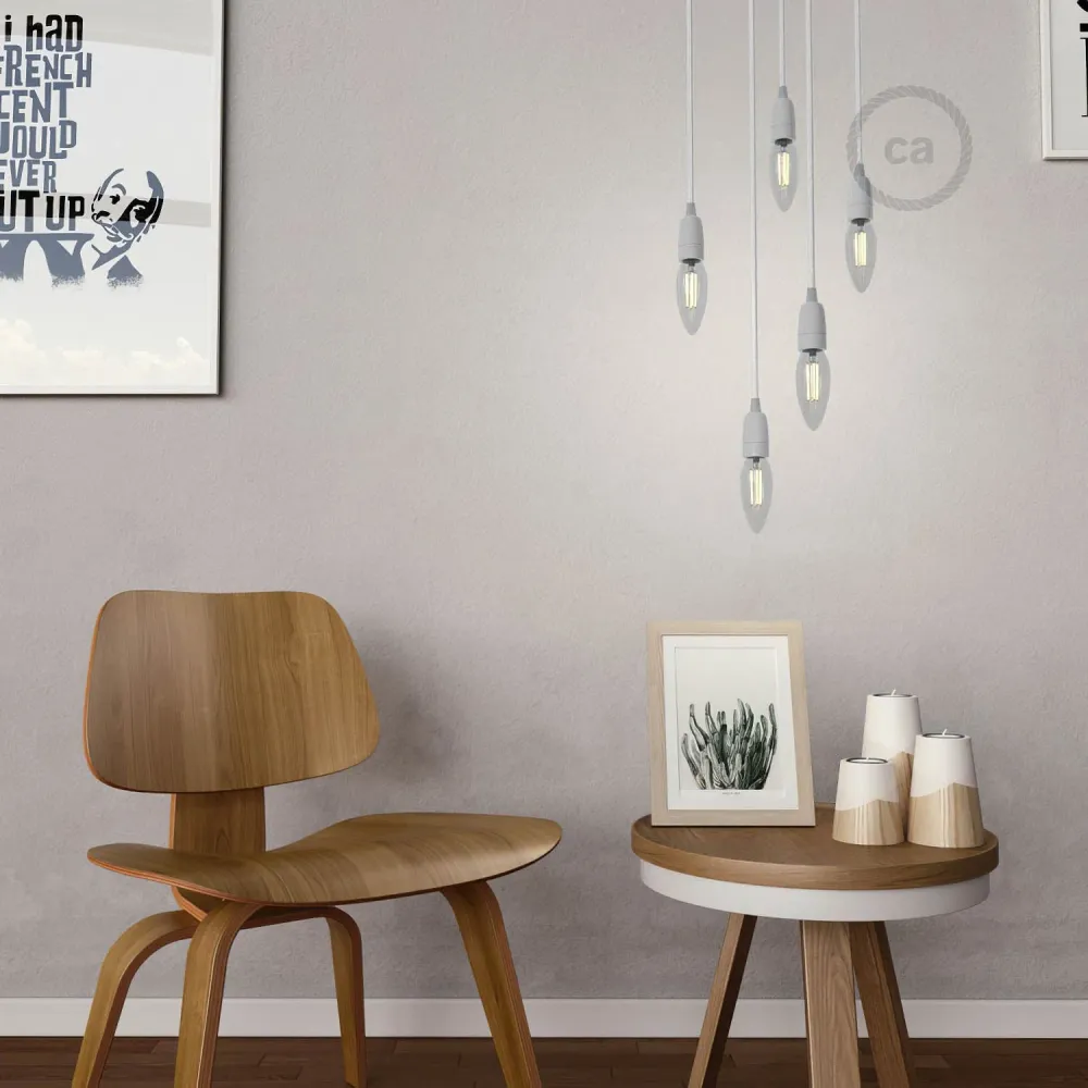 Kit douille E14 en porcelaine - Gris