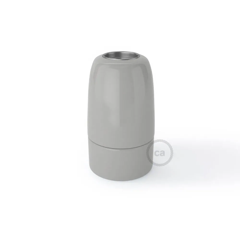 Kit douille E14 en porcelaine - Gris