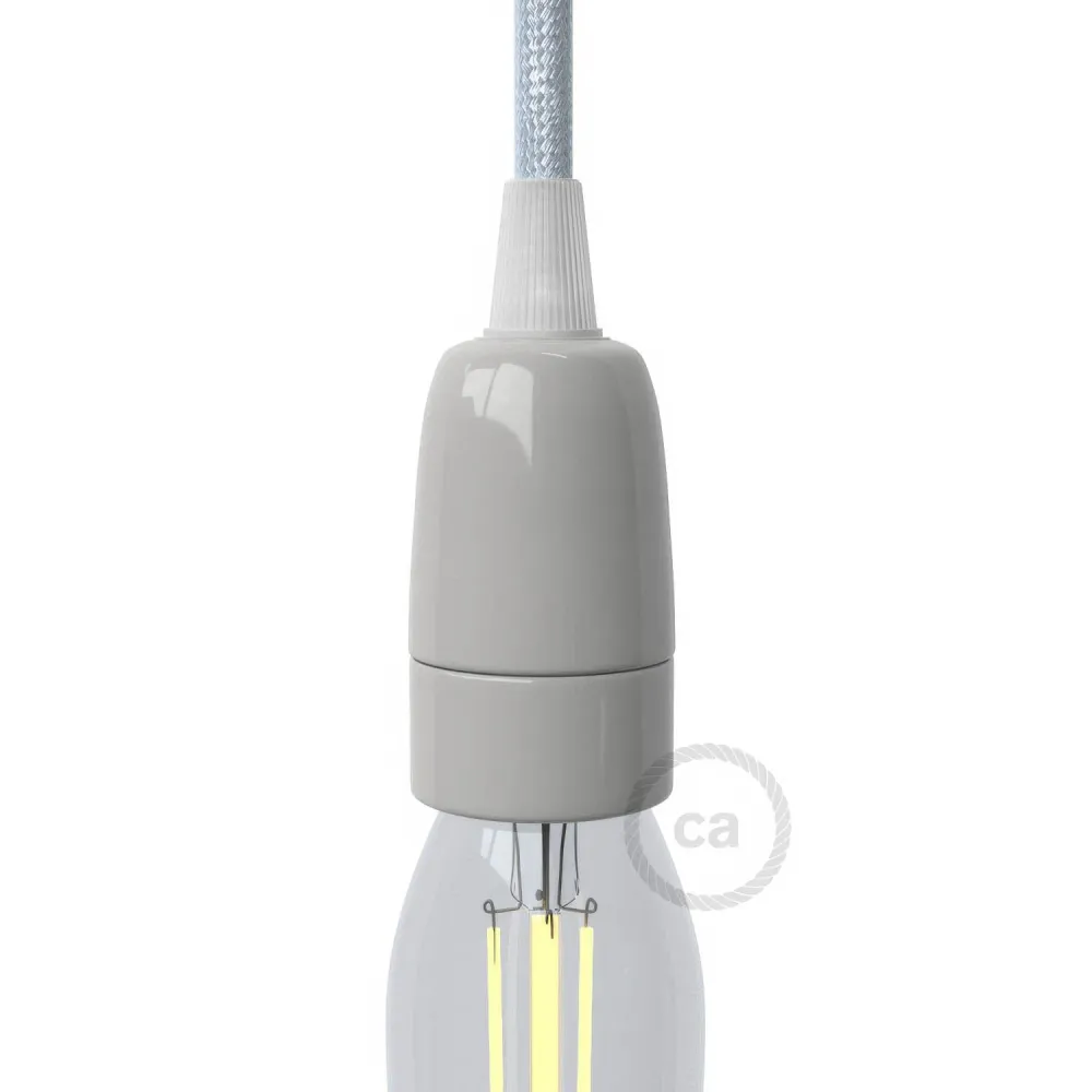 Kit douille E14 en porcelaine - Gris