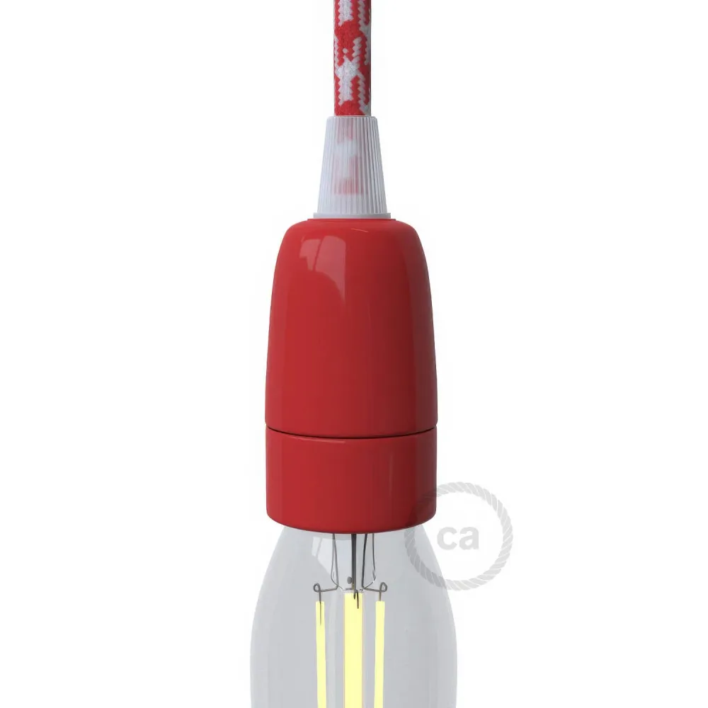 Kit douille E14 en porcelaine - Rouge
