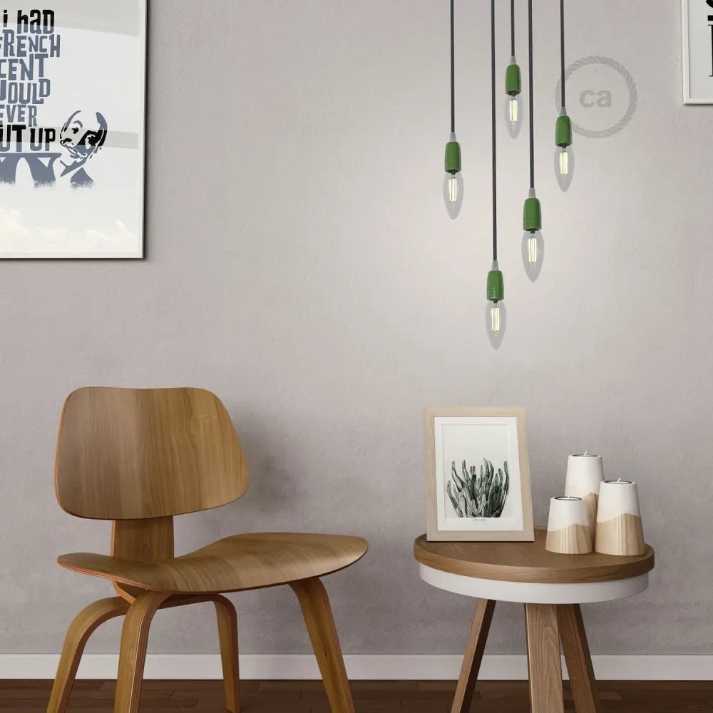 Kit douille E14 en porcelaine - Vert
