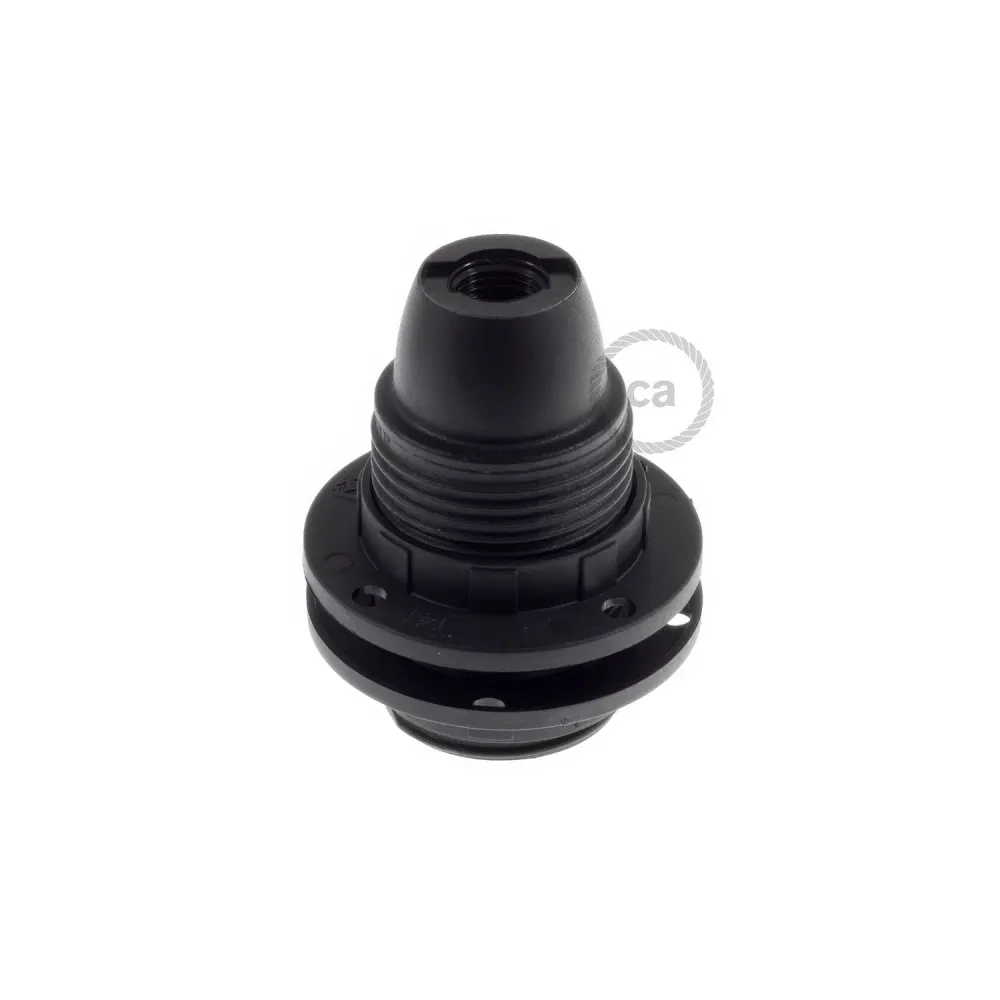Kit douille E14 en thermoplastique avec double bague pour abat-jour - Noir
