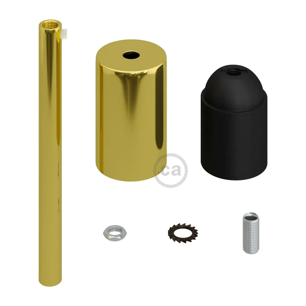 Kit douille E26 UL en métal cylindrique avec serre-câble de 15 cm - Laiton