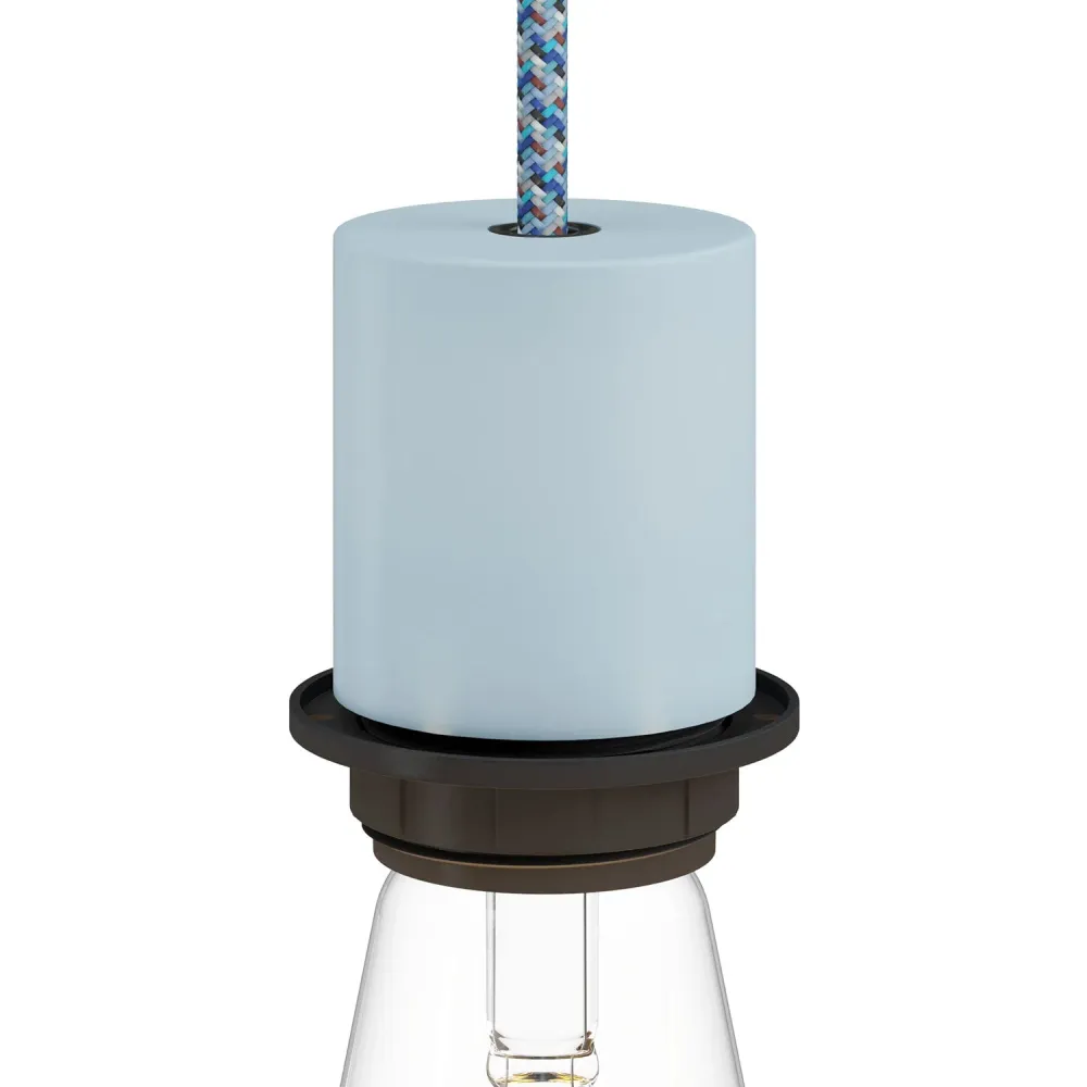 Kit douille E26 semi-filetée avec serre-câble dissimulé – Bleu doux