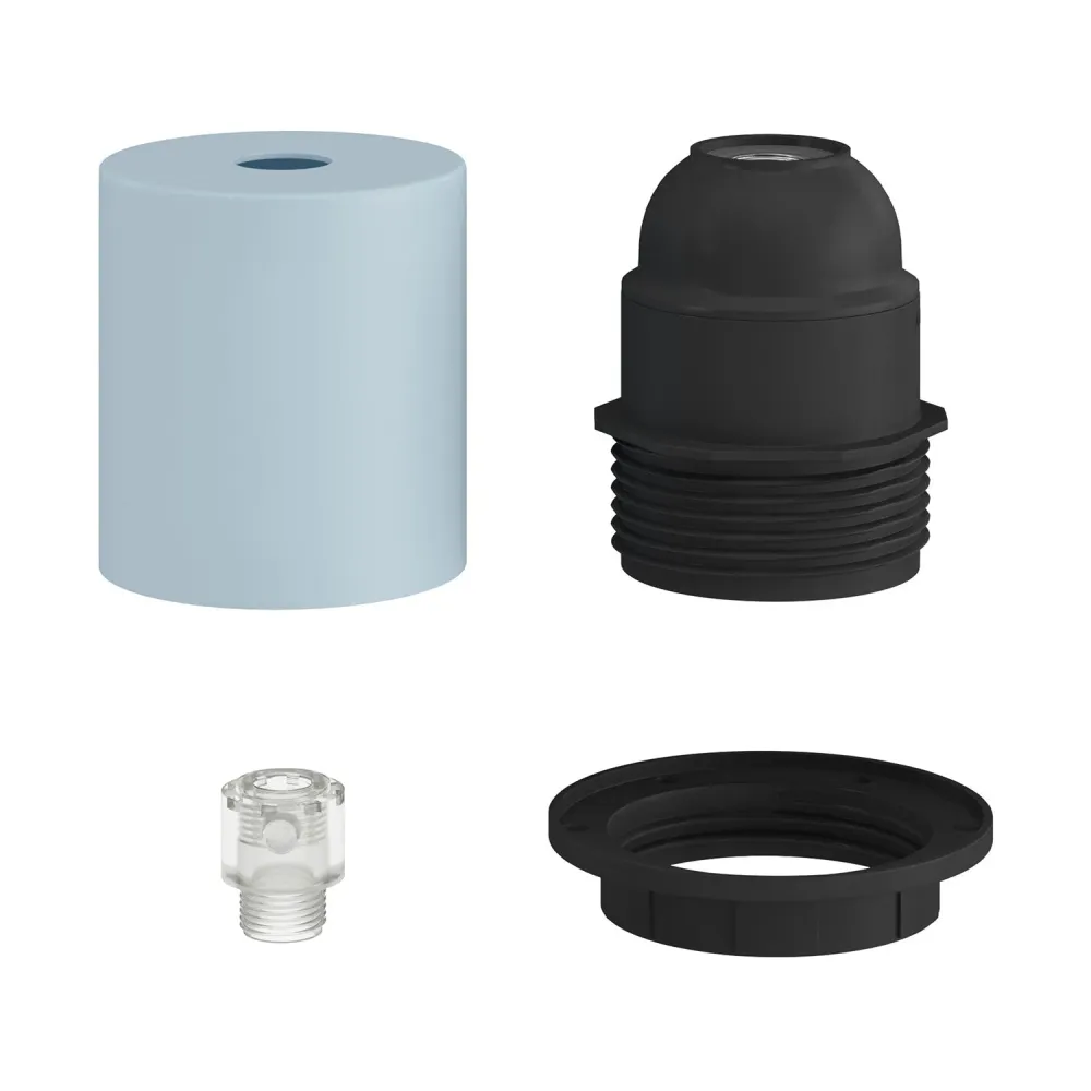 Kit douille E26 semi-filetée avec serre-câble dissimulé – Bleu doux