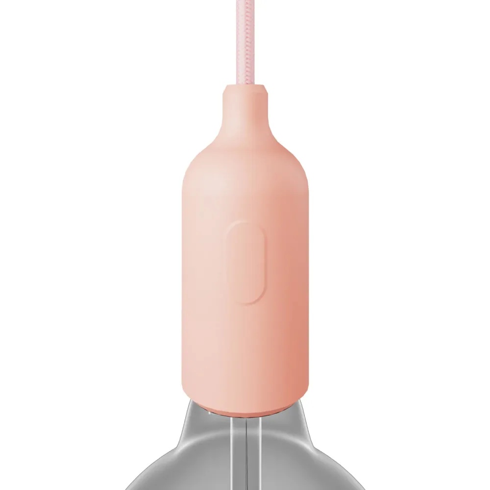 Kit de douille E26 en silicone avec interrupteur et serre-câble dissimulé - Saumon