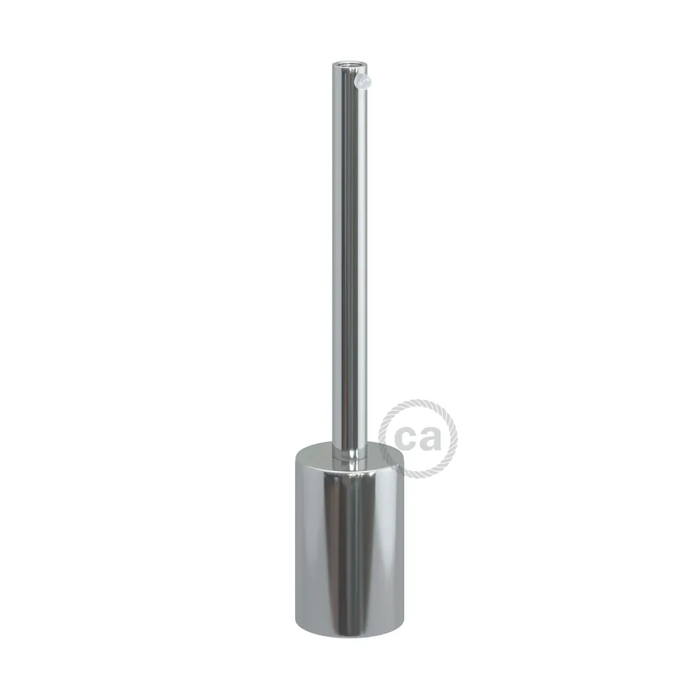 Kit douille E27 cylindrique en métal avec serre-câble de 15 cm - Chrome