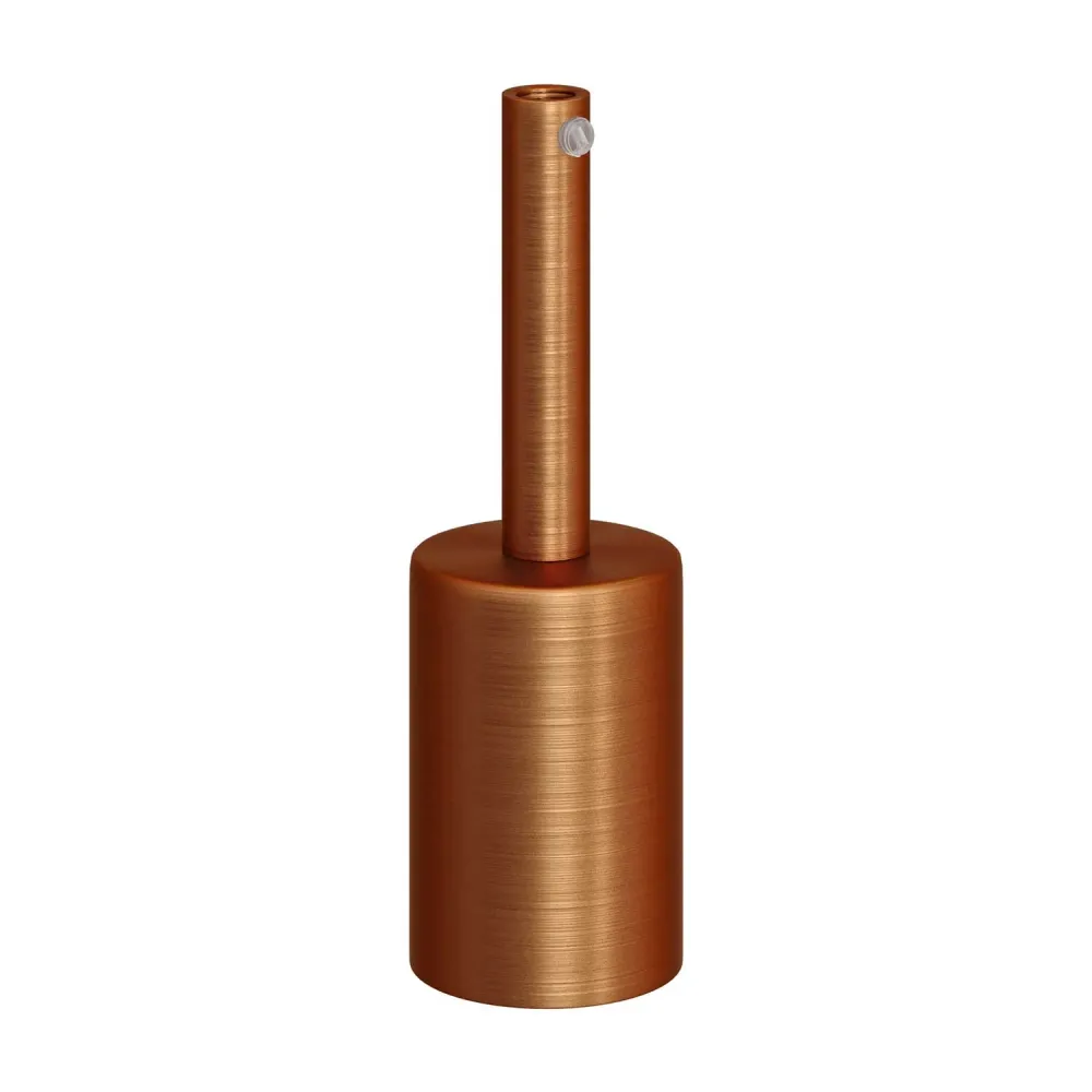 Kit douille E27 cylindrique en métal avec serre-câble de 7 cm - Cuivre satiné